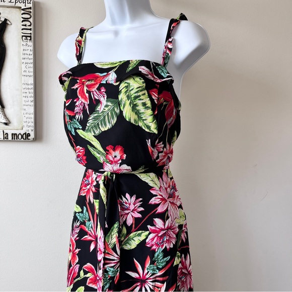 She + Sky Floral High Low Midi Black Dress Size L - Picture 3 of 8